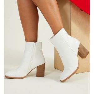White Snakeskin Ankle Booties